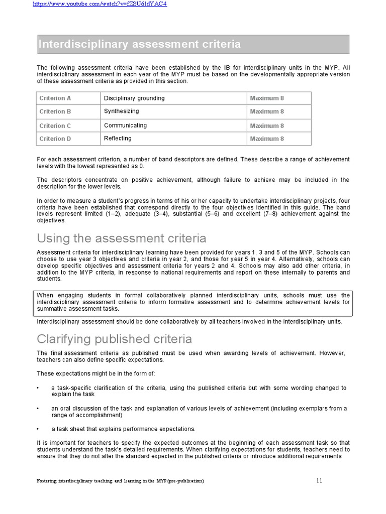 IDU Assessment Criteria | PDF | Idea | Educational Assessment