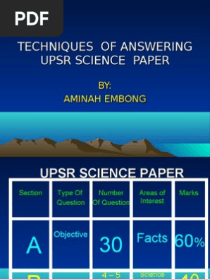 Upsr Technique 2009 Pdf Question Science