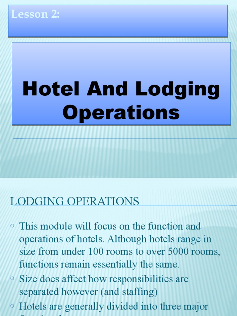 Fundamentals of Hotel Operations | PDF | Hotel | Revenue
