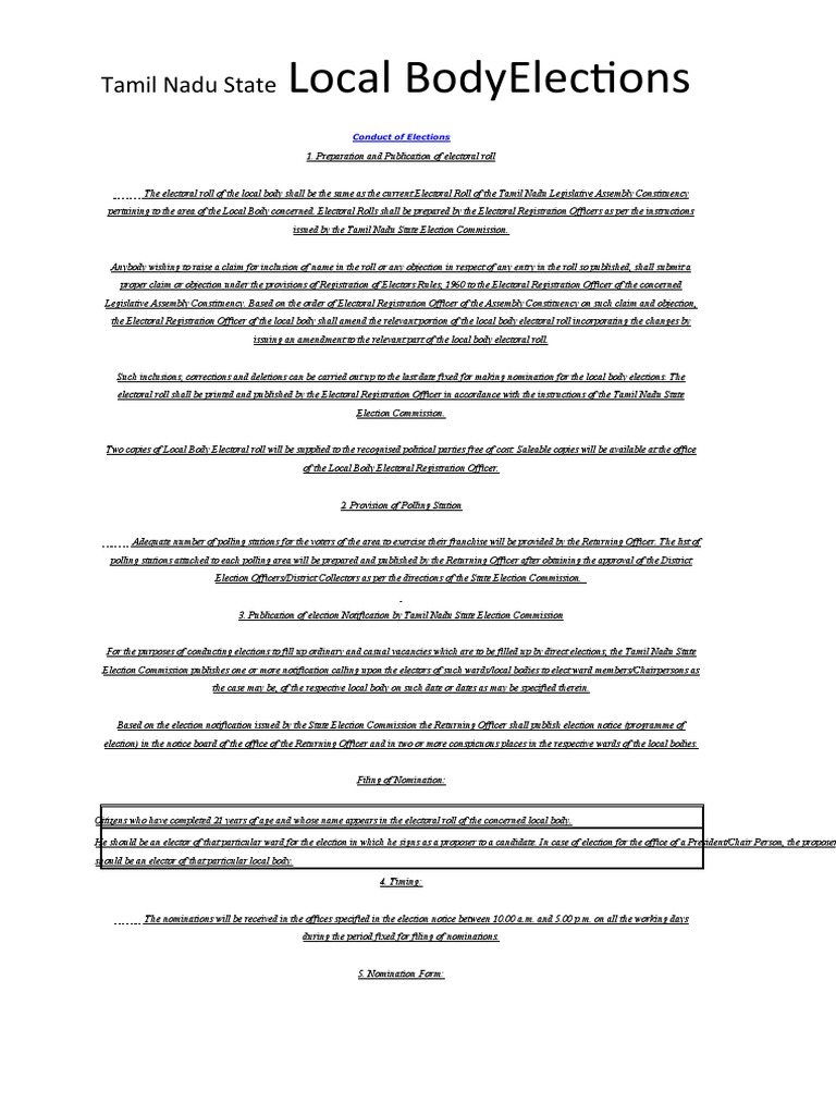 Local Bodyelections Tamil Nadu State PDF Elections Notary Public