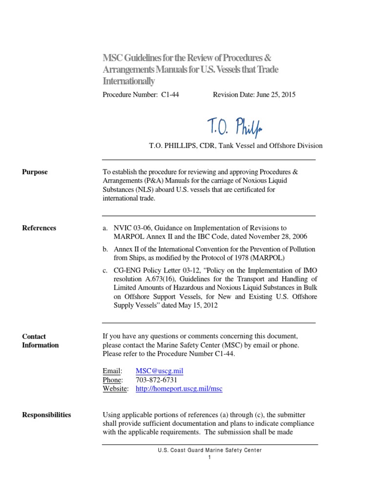 Procedures and Arrangements Manual | PDF | Ships | Transport