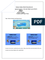 Salmiya Indian Model School, Kuwait Assignment Number: 3 (For The Third Week of MAY) 2020-21 Class: 3 Subject: English Common and Proper Noun