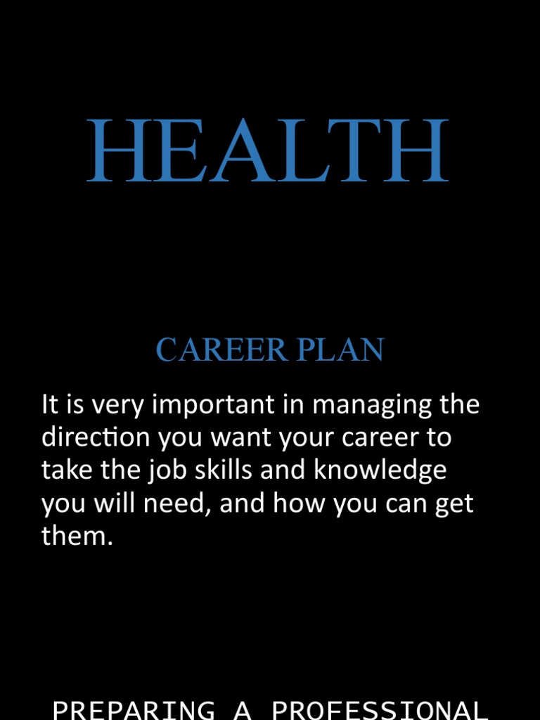 HEALTH Career Plan PDF Health Professional Health Care