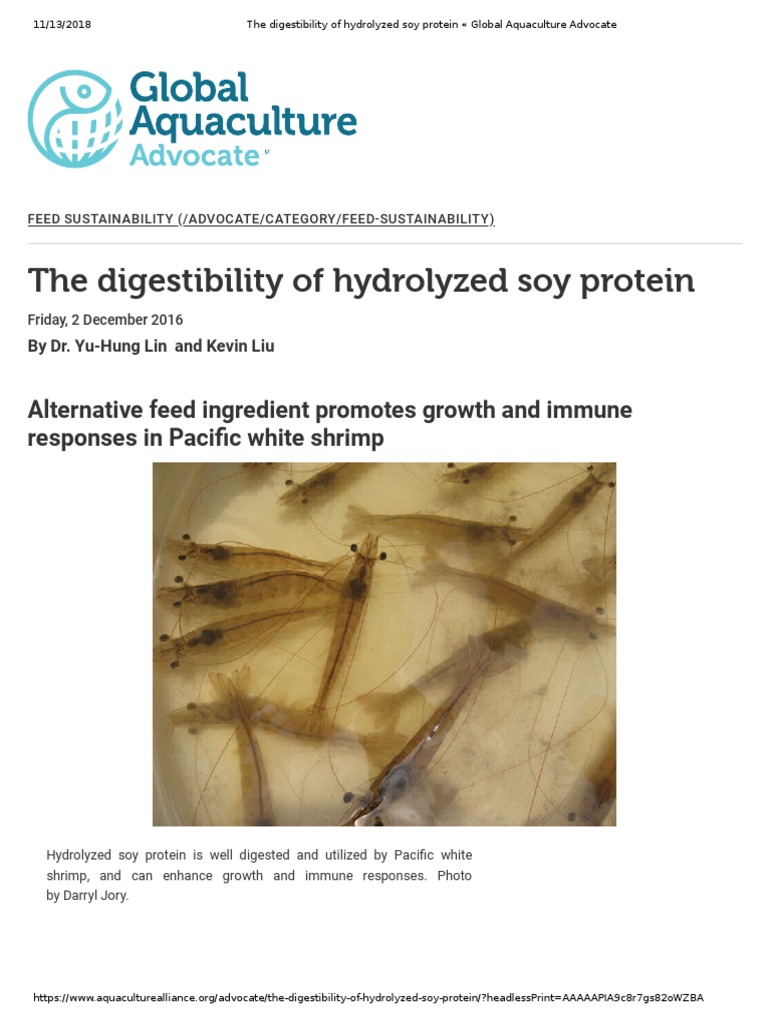 The Digestibility of Hydrolyzed Soy Protein PDF Soybean Proteins