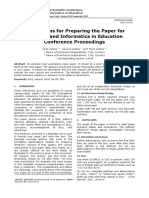 Instructions For Preparing The Paper For Technics and Informatics in Education Conference Proceedings