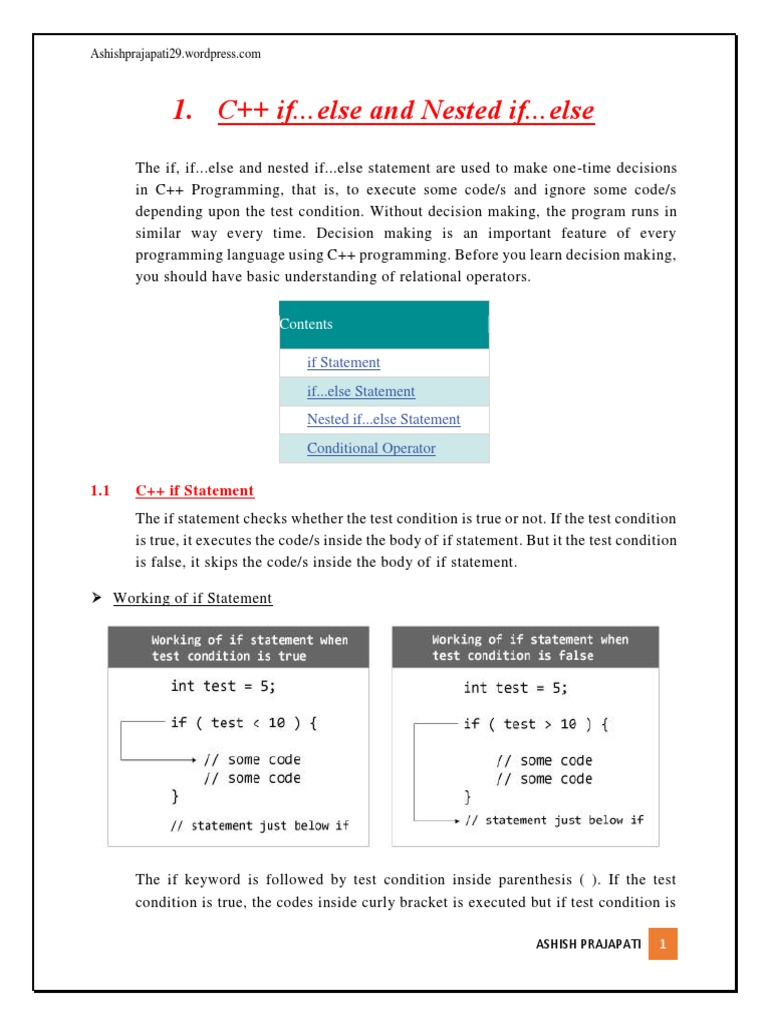 C++ If... Else and Nested If... Else | PDF | Software Engineering ...