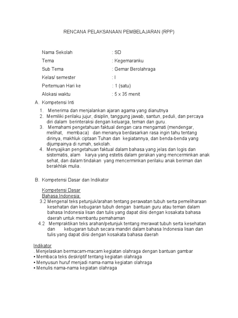 Contoh RPP SD | PDF