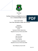 Term Paper On The Picture of Democracy in Bangladesh Based On Freedom of Speech, Access To Fundamental Rights and Social Security