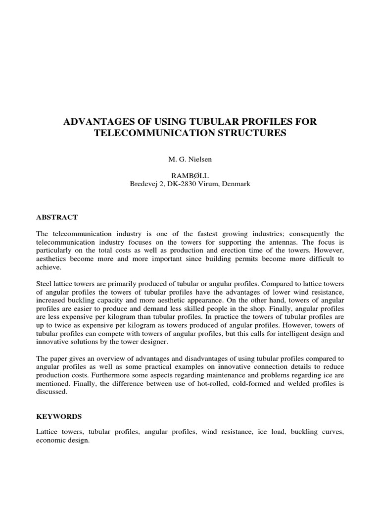 Tubular Profiles For Telecom Structures PDF | PDF | Buckling | Drag ...