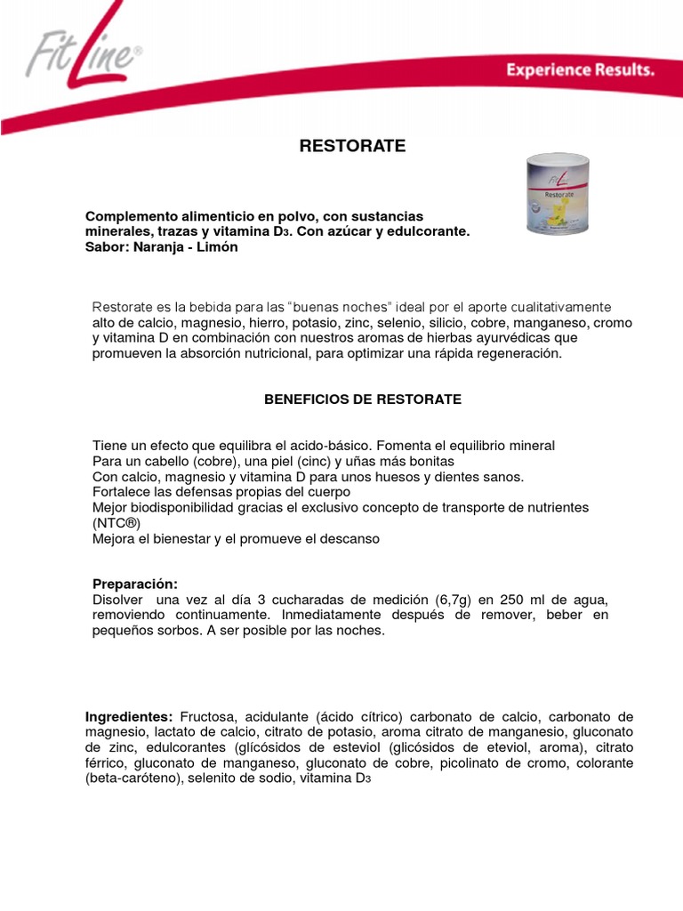 Beneficios y preparación de Restorate | PDF | Salud y bienestar