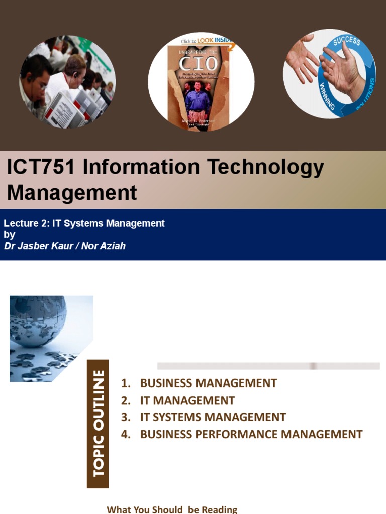 ICT751 Information Technology Management: Lecture 2: IT Systems ...