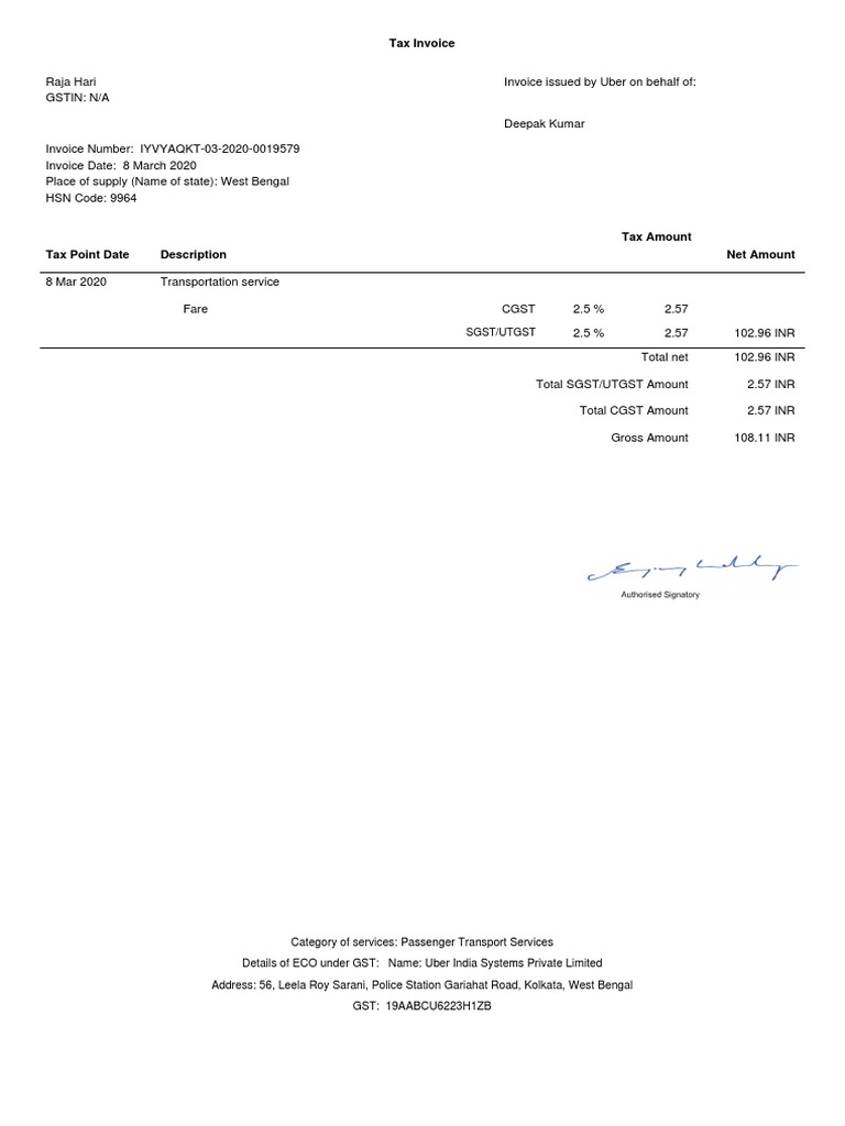 Tax Invoice: Sgst/Utgst | PDF