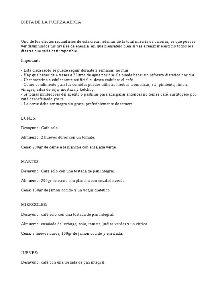 Dieta de La Fuerza Aerea PDF