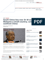 South China Sea Row - DR M Says Malaysia A Small Country, Can't Confront China - Malaysia - Malay Mail