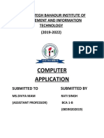 Computer Application: Sri Guru Tegh Bahadur Institute of Management and Information Technology (2019-2022)