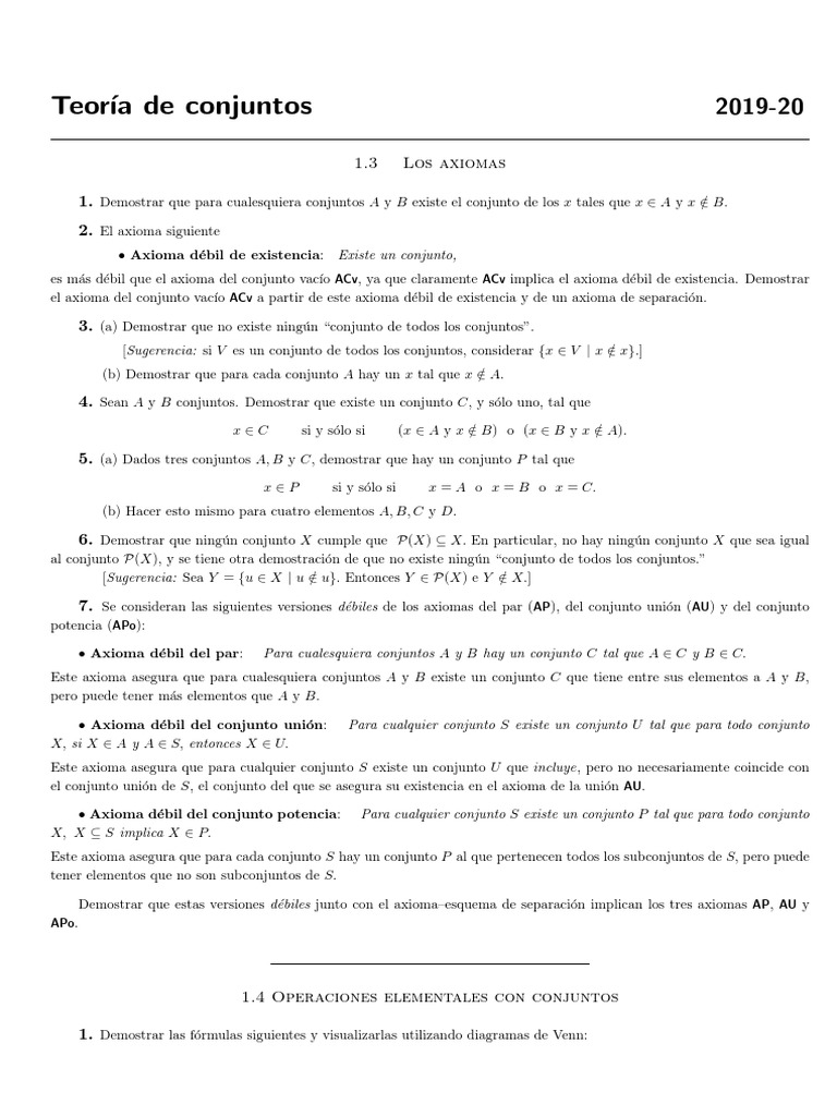 Axiomas y demostraciones en teoría de conjuntos | PDF | Conjunto ...