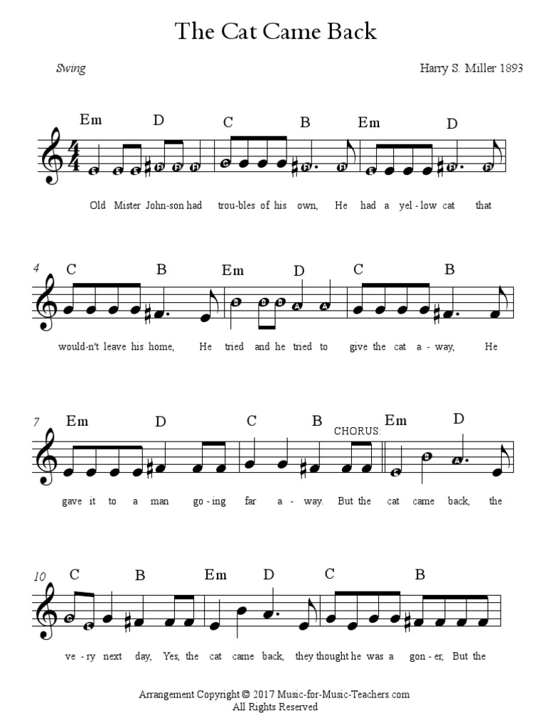 The Cat Came Back PDF