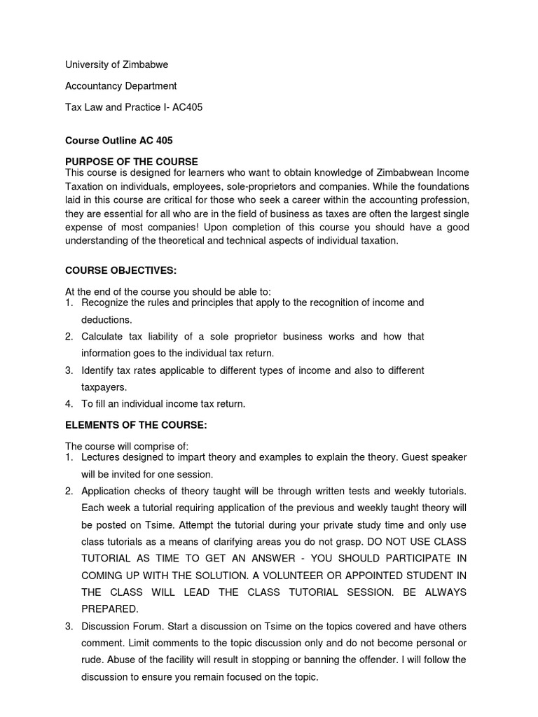 Understanding Zimbabwean Tax An InDepth Review of Tax Law and