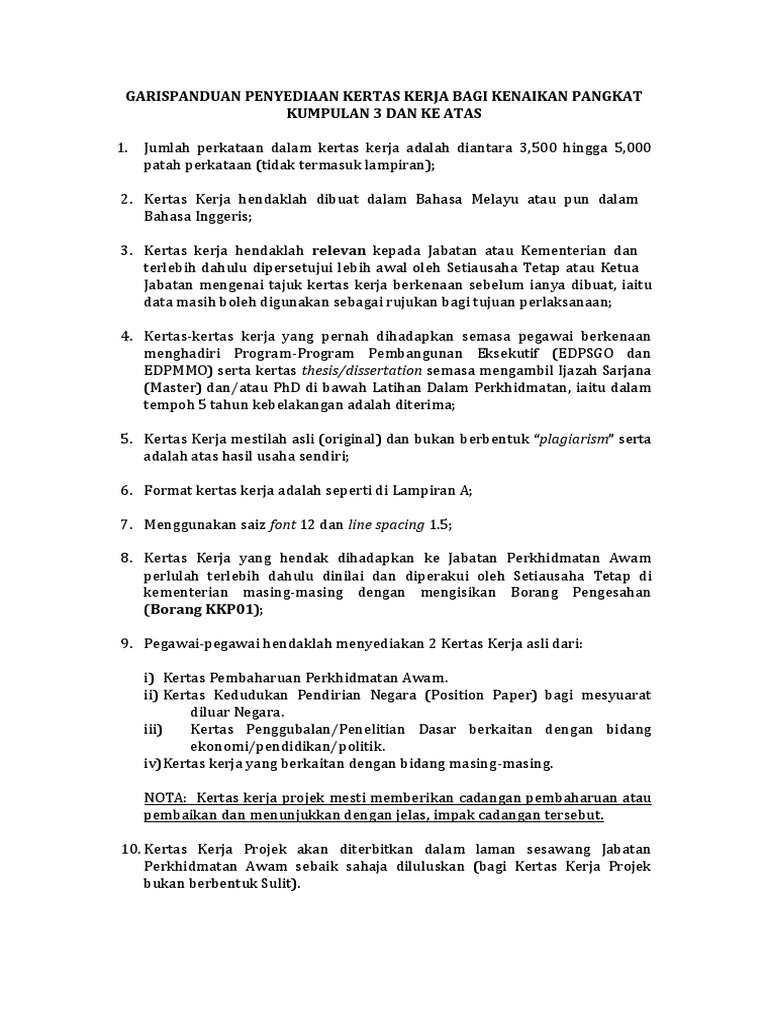 Terma Rujukan Garispanduan Penyediaan Kertas Kerja