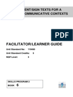 Facilitator/Learner Guide: Write/Present/Sign Texts For A Range of Communicative Contexts