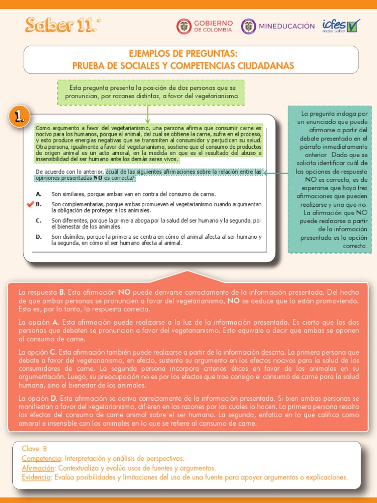 Preguntas Explicadas Sociales y Competencias Ciudadanas Saber 11 PDF ...