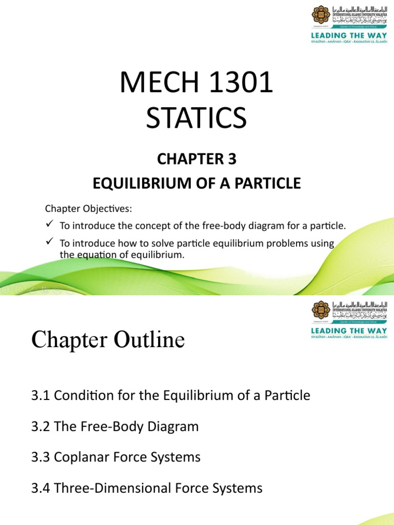 Equilibrium of a Particle in Statics | PDF | Force | Euclidean Vector