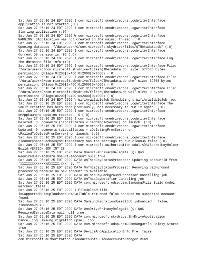 OneDrive Log: App Start and Errors | PDF | Computer File | Java ...