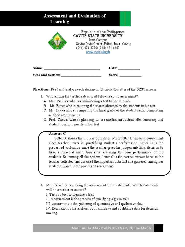 Assessment and Evaluation Techniques | PDF | Educational Assessment ...