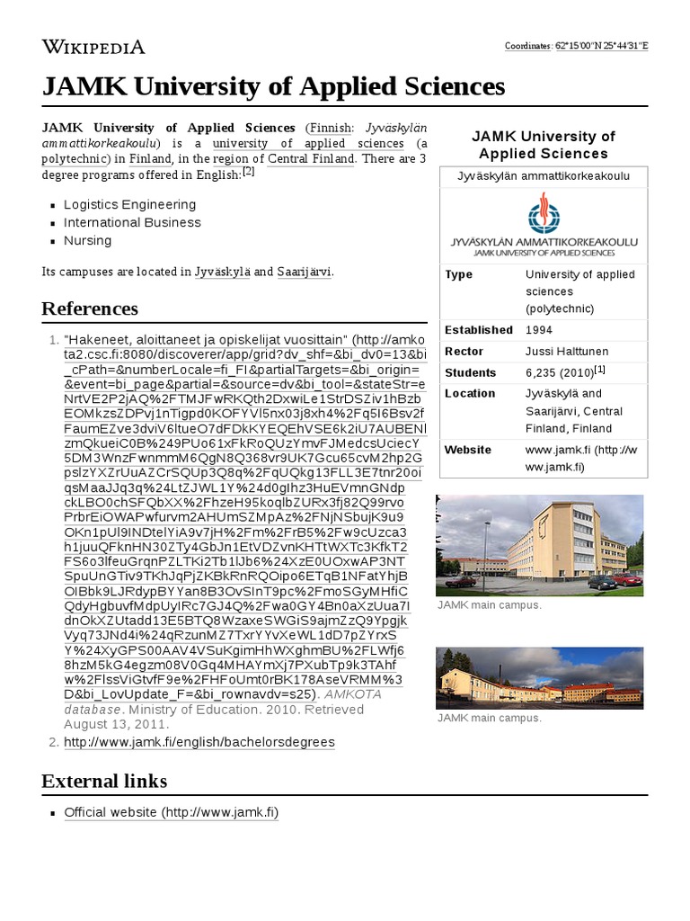 JAMK University of Applied Sciences | PDF | Wikipedia | Cyberspace