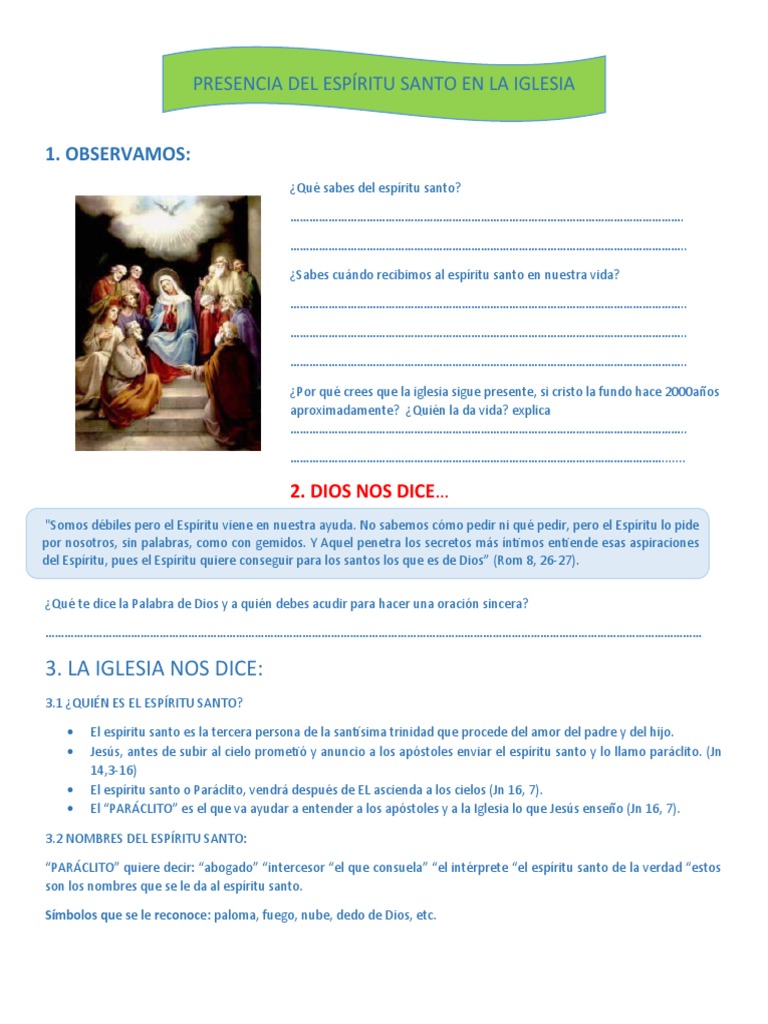 El Espíritu Santo y su Rol en la Iglesia | PDF | Evangelios | Pentecostés