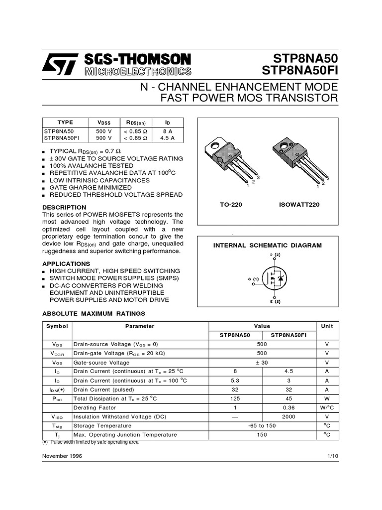8na50 N - Channel | PDF | Field Effect Transistor | Mosfet