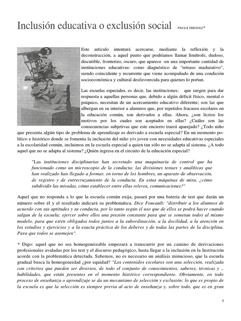 Inclusion Educativa o Exclusion Social PDF | PDF | Plan de estudios ...