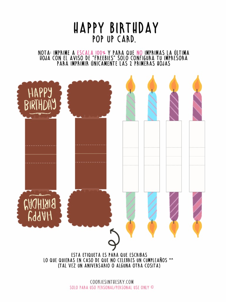 Tarjeta de Cumpleaños Pop Up Rosa PDF | PDF, image size:768x1024