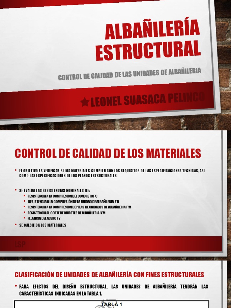 Control de Calidad en Albañilería Estructural | PDF | Albañilería ...