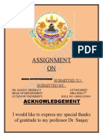 Assignment ON: Acknowledgement I Would Like To Express My Special Thanks of Gratitude To My Professor Dr. Sanjay