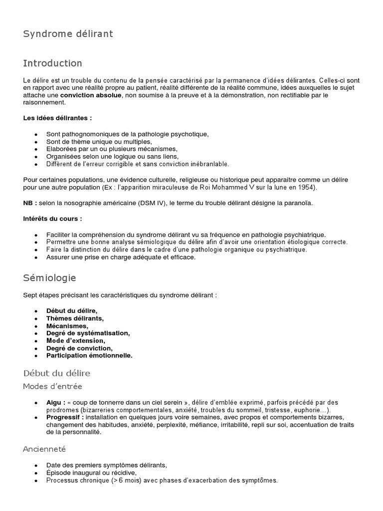 Comprendre le syndrome délirant | PDF | Délire | Paranoïa