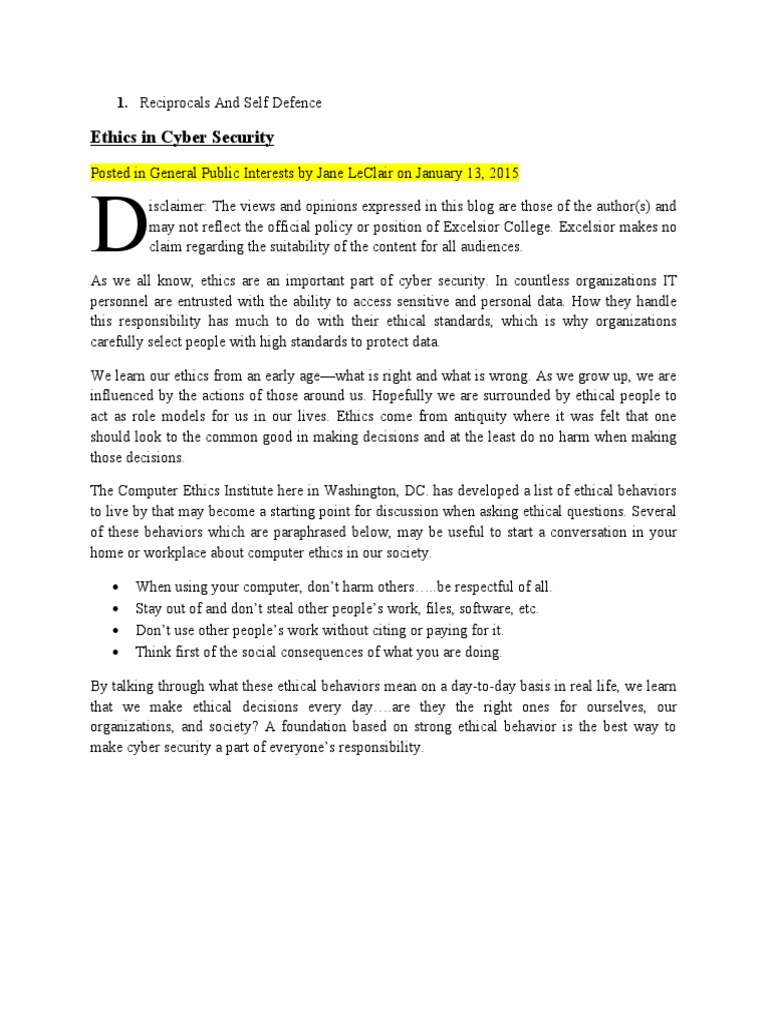 Cyber Security Ethics Explained | PDF