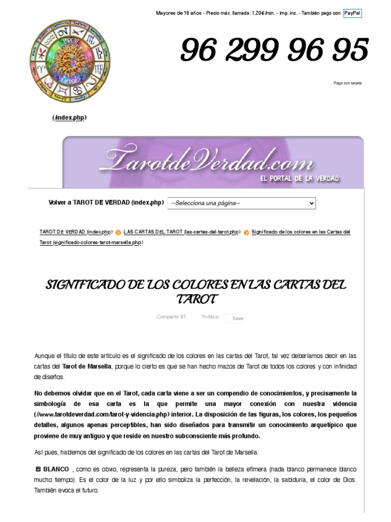 Significado de colores en Tarot Marsella | PDF | Azul | Color
