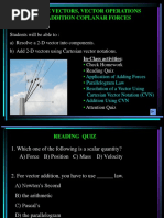 Force Vectors, Vector Operations & Addition Coplanar Forces: Today's Objective