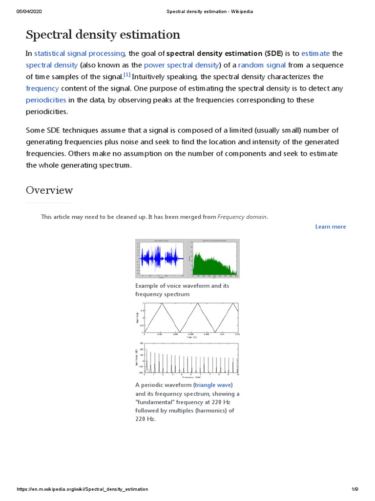 Spectral Density Estimation Techniques | PDF | Spectral Density | Time ...