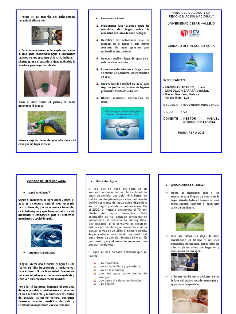 Tríptico sobre el Cuidado del Agua | PDF | Agua dulce | Riego
