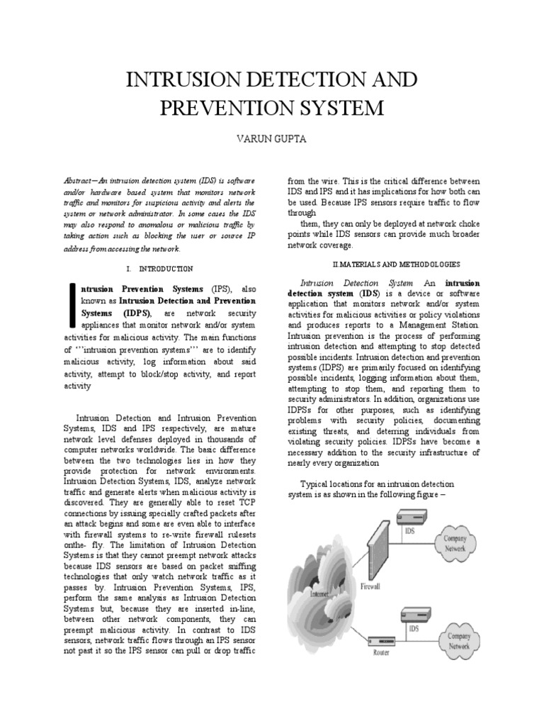Intrusion Detection and Prevention System: Varun Gupta | PDF | Computer ...