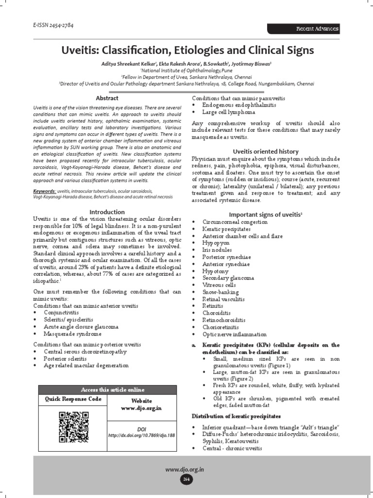 Uveitis: Classification and Clinical Insights | PDF | Diseases Of The ...