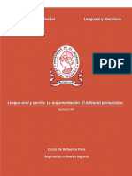 Material Semana 20 de (Lenguaje y Literatura) (La Expresión Oral y Escrita. La Argumentación. El Editorial Periodístico) Versión PDF