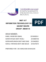 MGT 417 Infomation Technology in Business: Secret Recipe Group: Bbam 1A