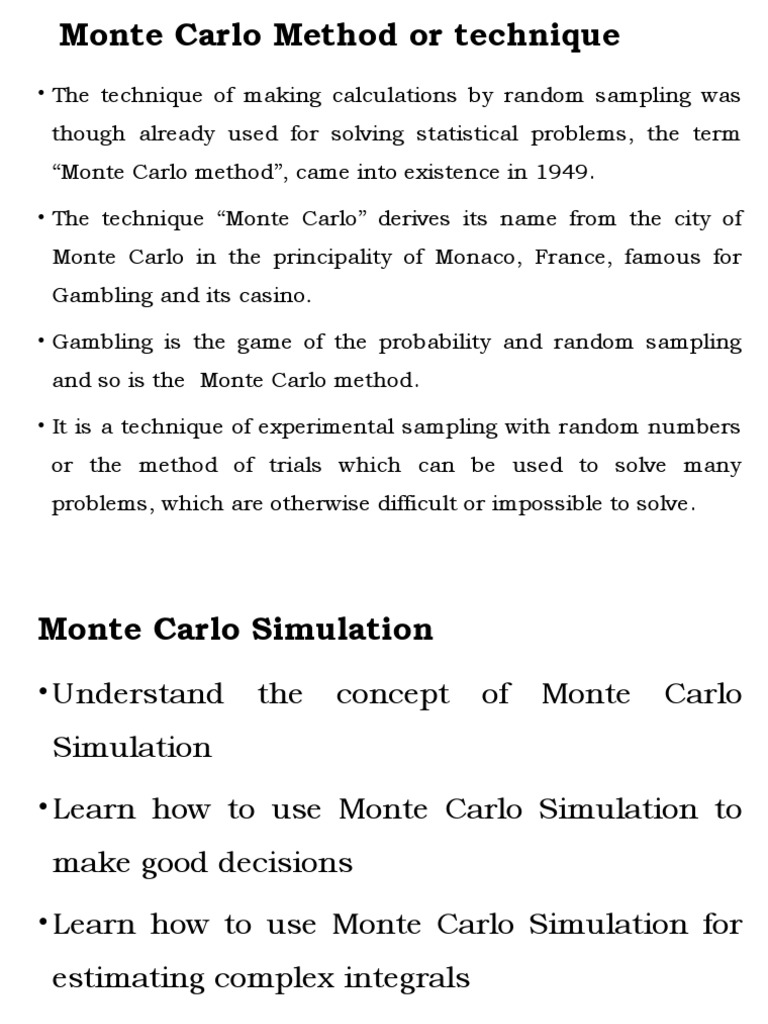 Lecture 2 Monte Carlo Simulation | PDF | Monte Carlo Method | Area