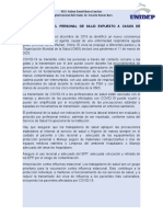 Cuidados para El Personal de Salid Expuesto A Casos de Covid19