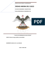 Calculo de demanda de agua potable Cusco al 2040