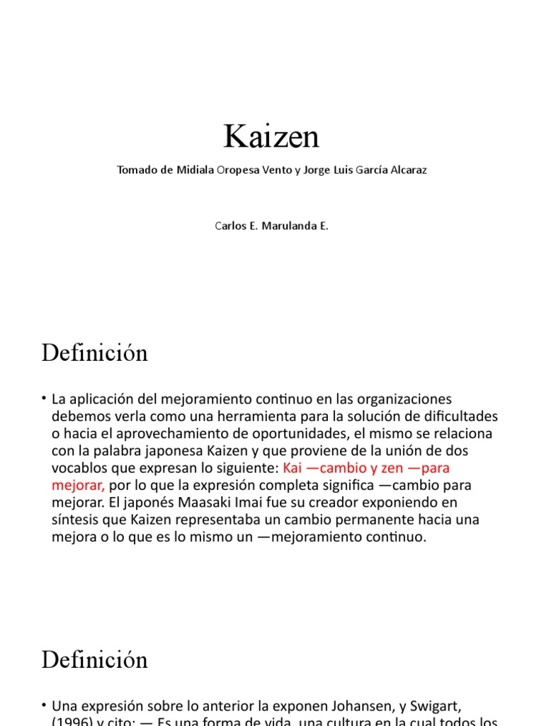 Definición y Principios del Kaizen | PDF | Gestión de Procesos de ...