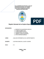 Registro Semanal de Los Sujetos Experimentales